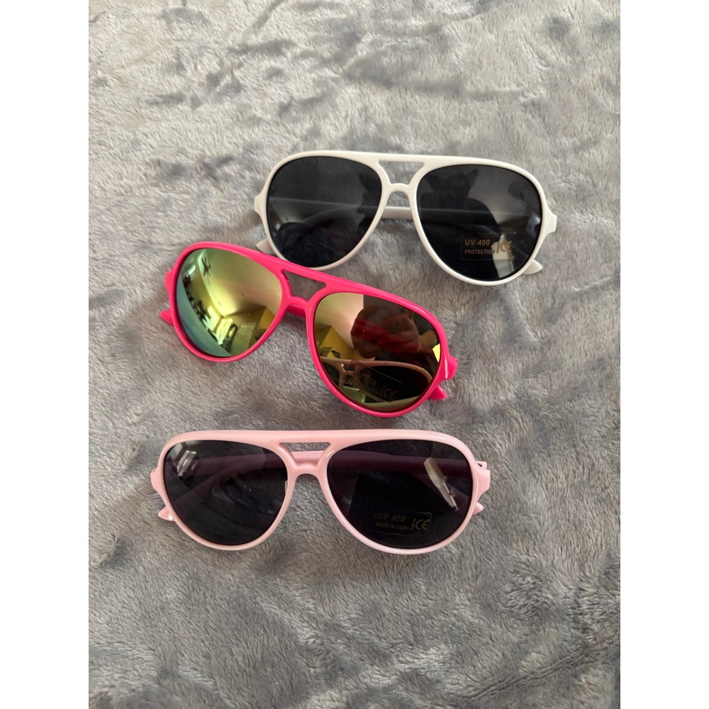 Baby Infant Toddler Sunglasses 3-Pack 0-2 Year UV 400 Girls Pink White New